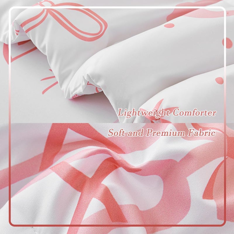 PERFEMET 4 Pieces Bow Comforter for Toddler Girls Reversible Bowknot Pink Toddler Bedding Set Ultra Soft Lightweight Princess Crib Bed Set with Sheets - Image 5